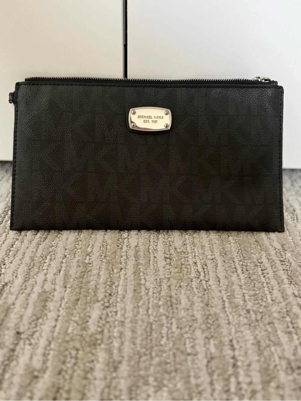 Michael Kors Jet Set Large Monogram PVC Clutch Wristlet